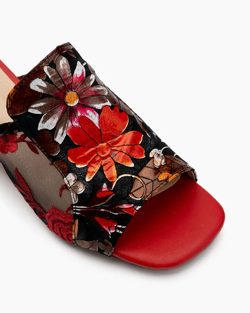 Embroidery Comfortable Casual Mules Wedge Slippers