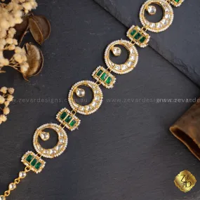 Emerald Green Pachi Kundan Sheesh Phool - Headband