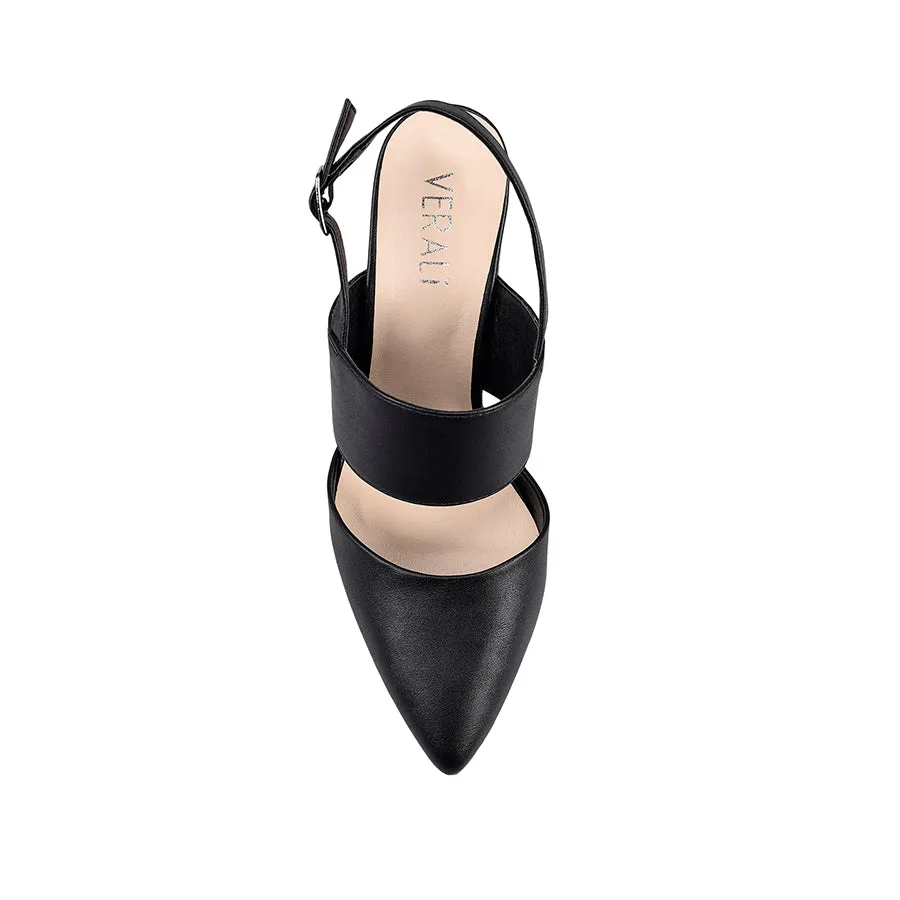 Ena Closed Toe Block Heels - Black Smooth