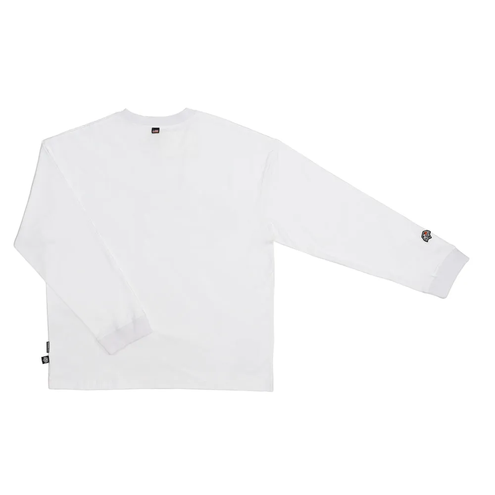 FAIRFAX COOGI PATTERN - EMBROIDERED COLLEGE LONG SLEEVE TEE-WHITE