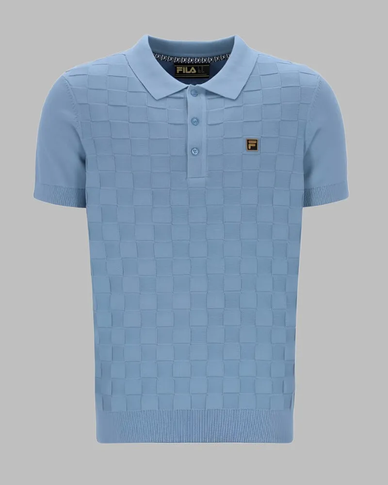 FILA LUCIAN Square Knit Polo Faded Denim