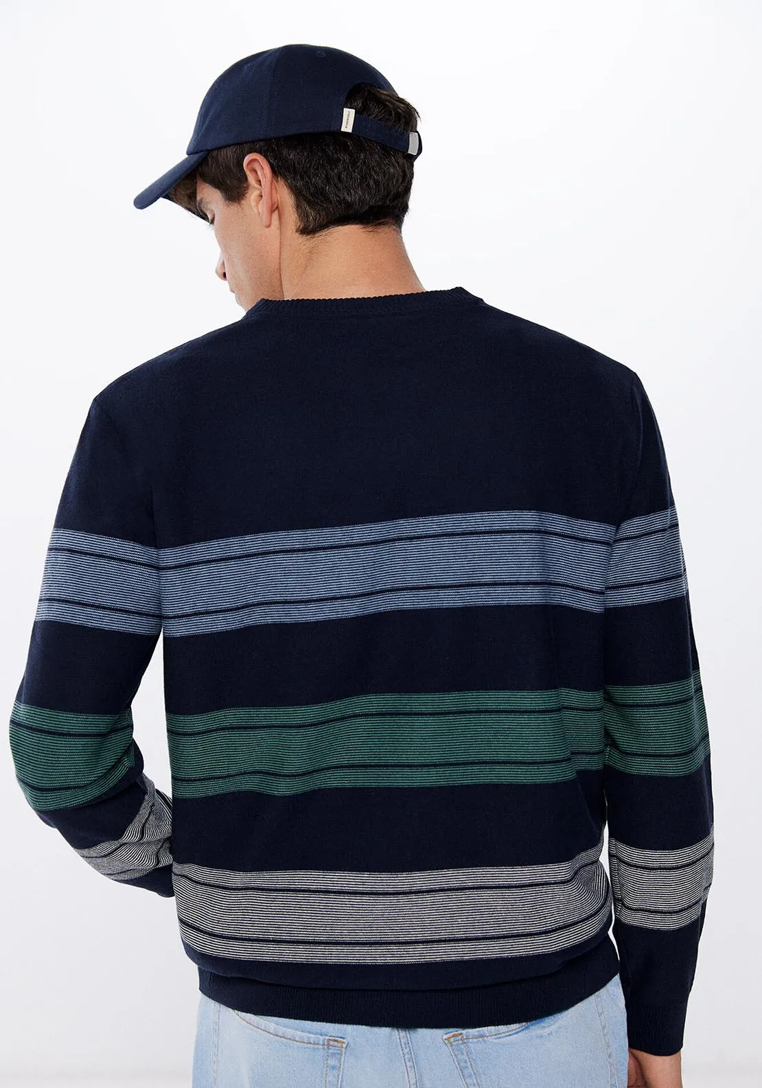 Fine Wool Stripe Knit - Navy