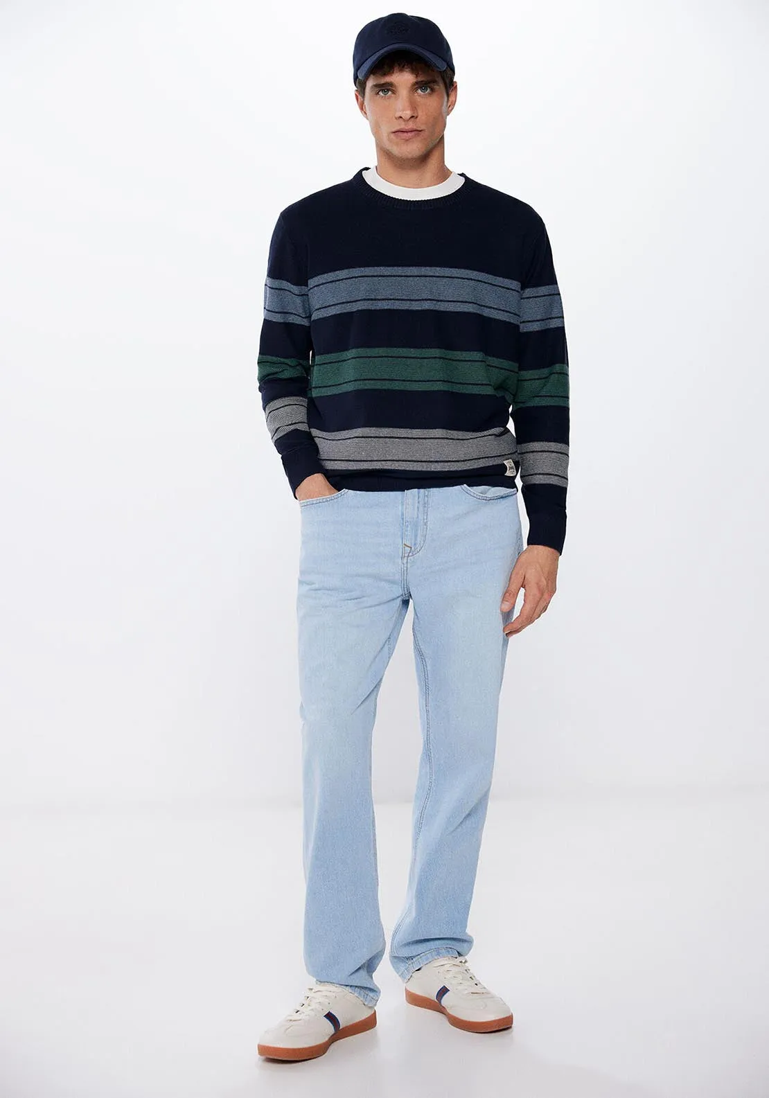 Fine Wool Stripe Knit - Navy