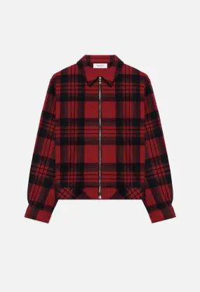 Flannel Zip Blouson / Red Plaid