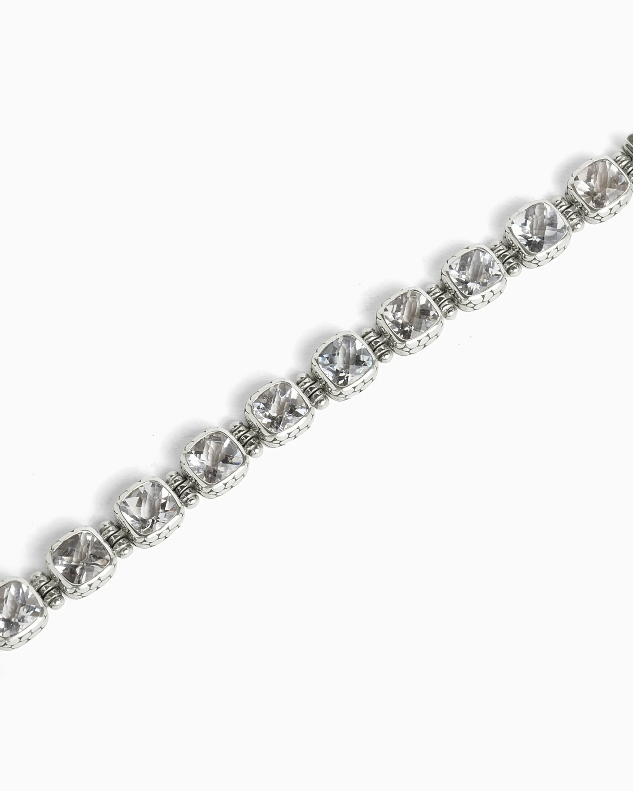 Gemstone Link Bracelet with Turtle Texture - White Topaz