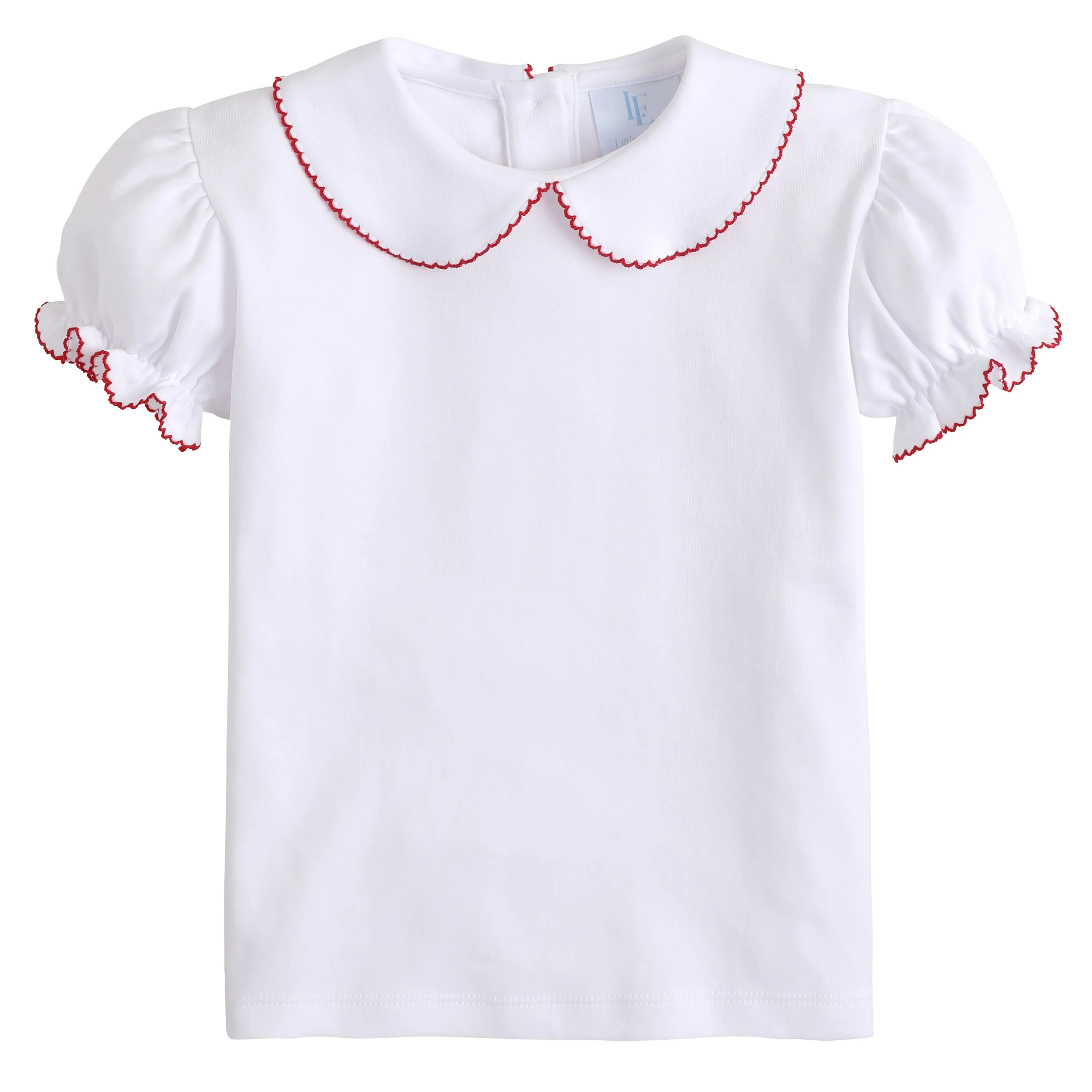 Girl's Short Sleeve Peter Pan Blouse - Red