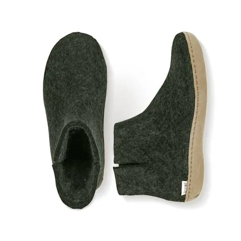 Glerups - Slipper Boot Leather Sole Forest