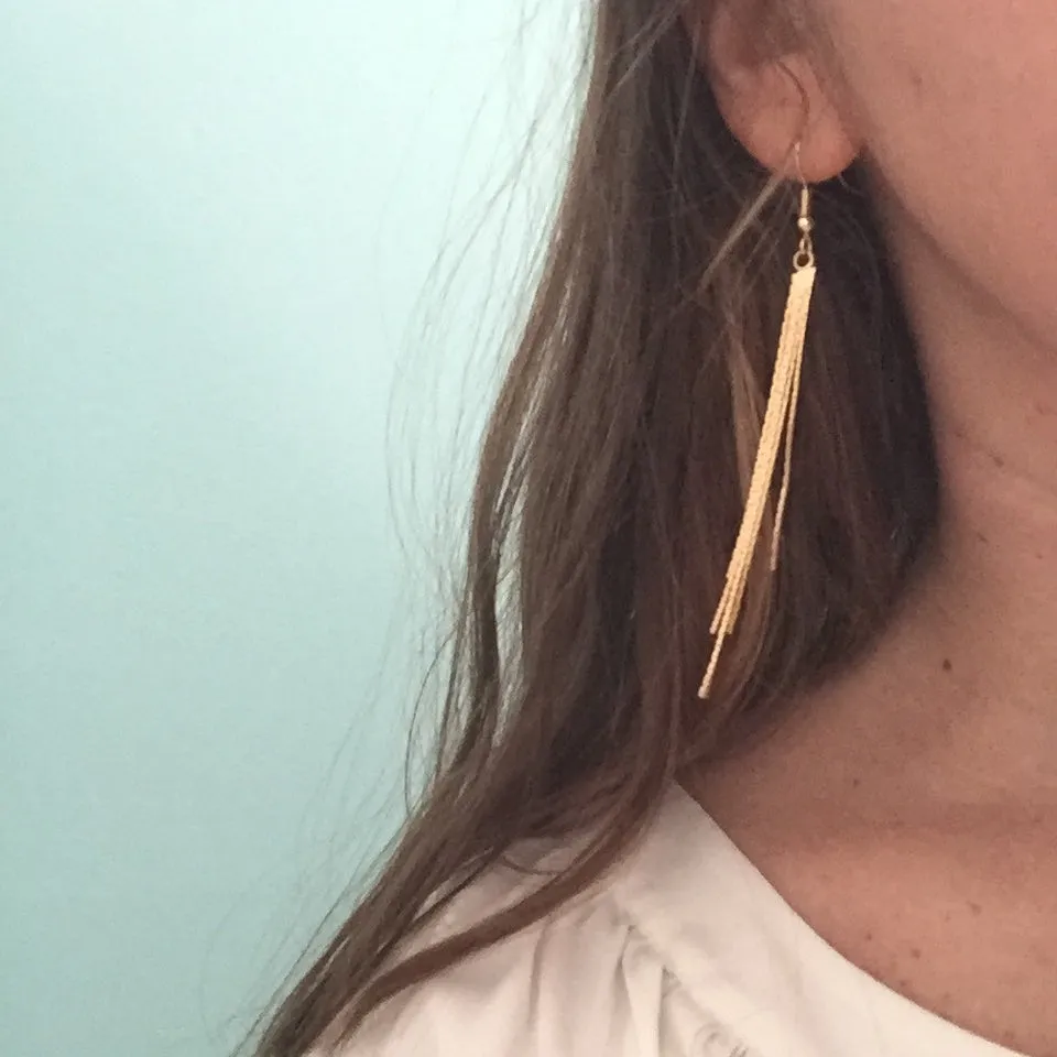 Gold Chain Tassel Earrings