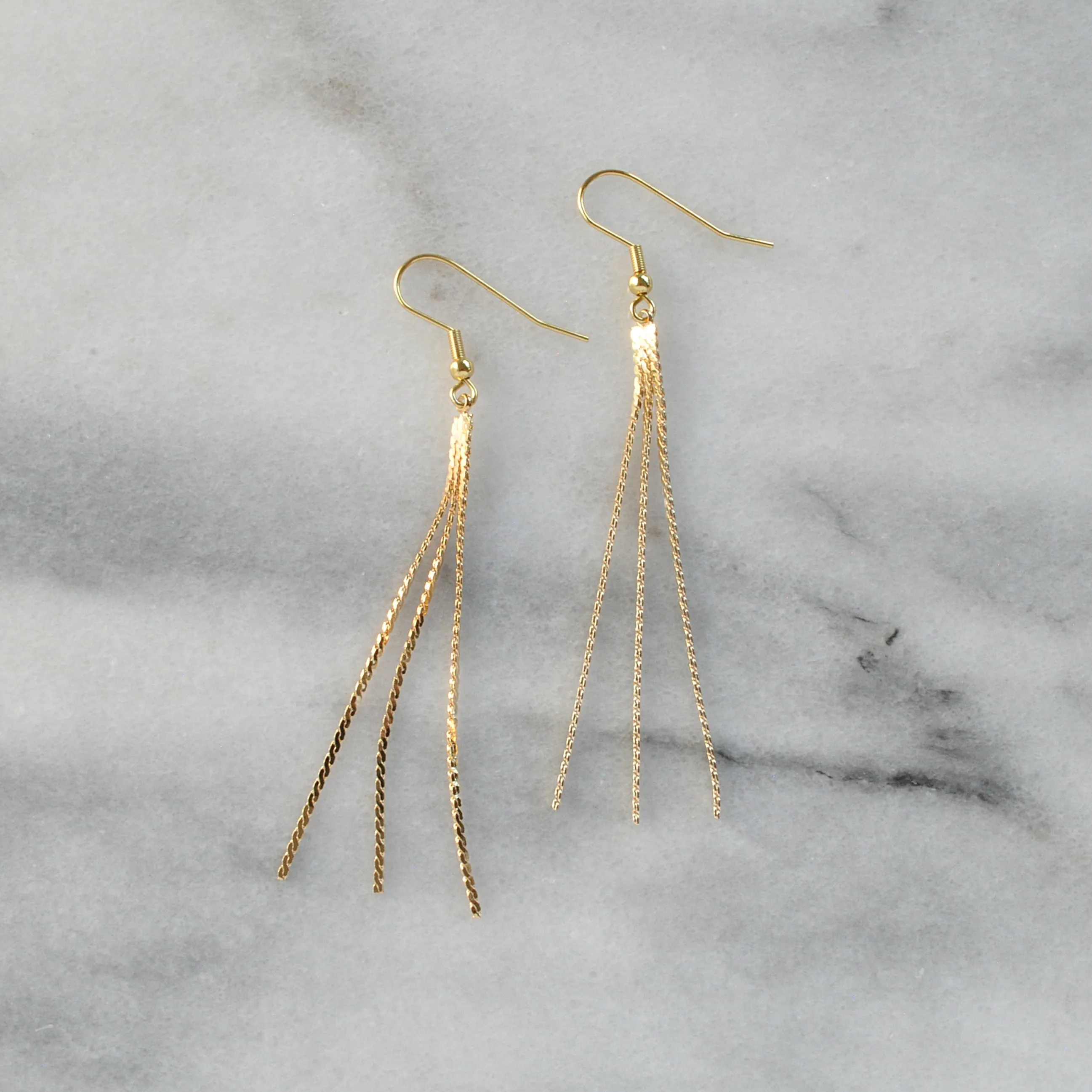 Gold Chain Tassel Earrings