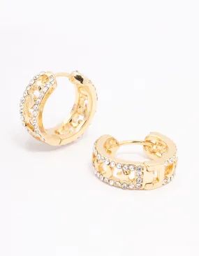 Gold Plated Celestial Cut Hoop Earrings