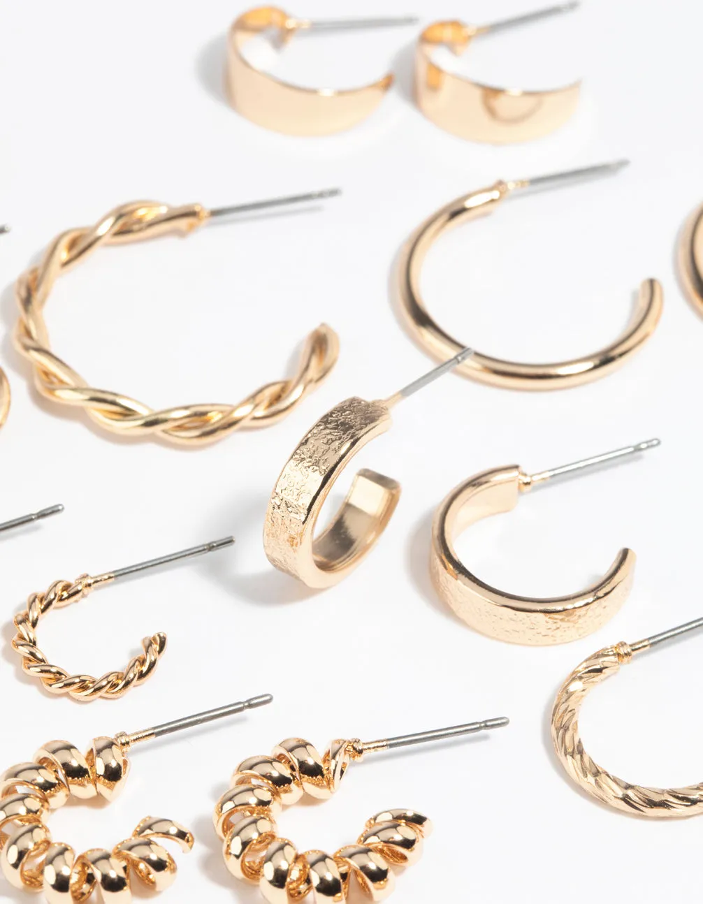 Gold Twisted Hoop Earring 8-Pack