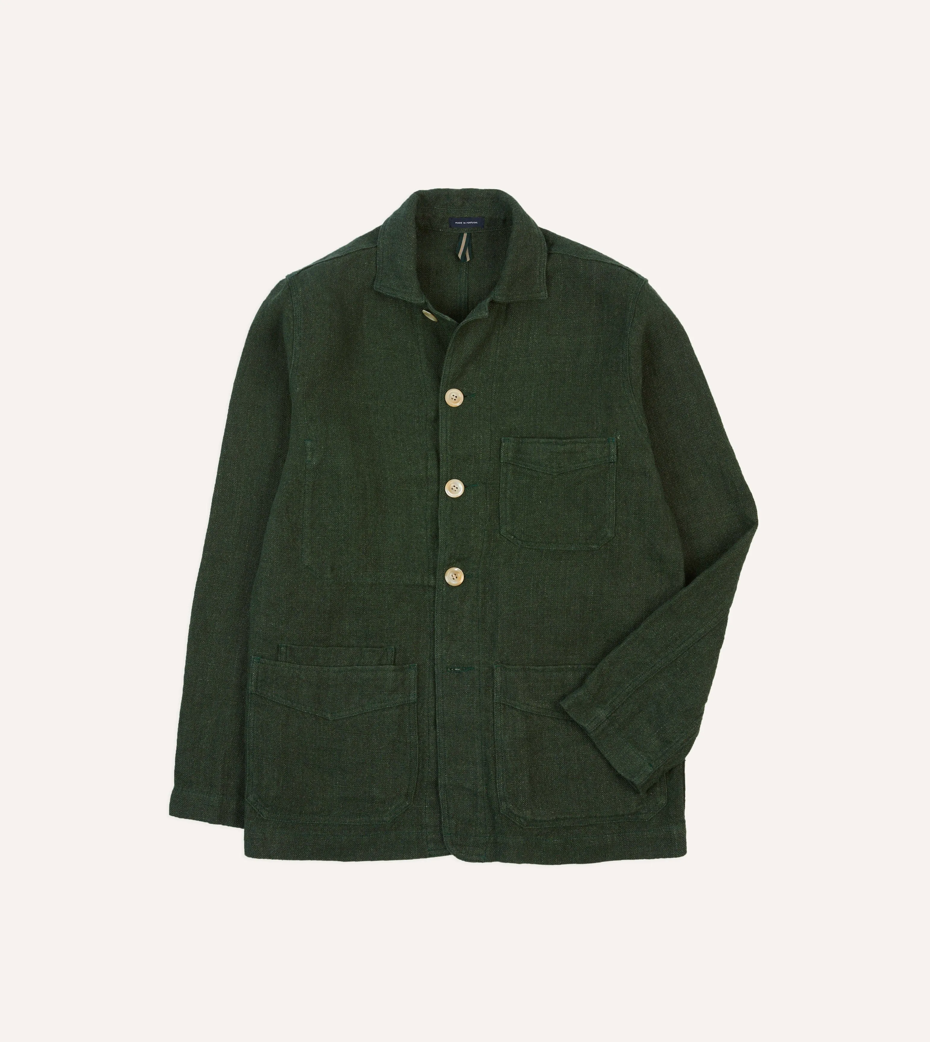 Green Linen Five-Pocket Chore Jacket