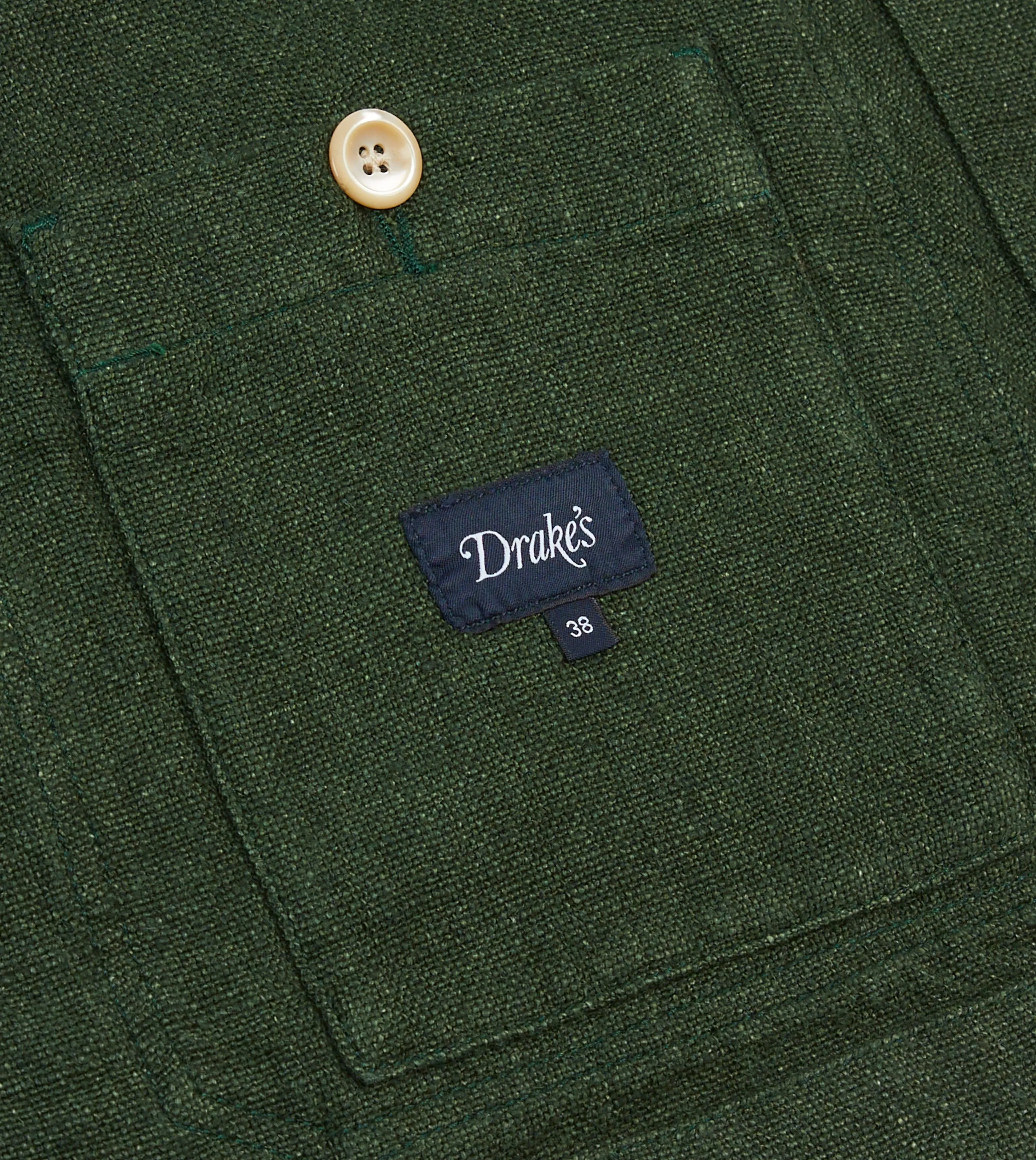 Green Linen Five-Pocket Chore Jacket