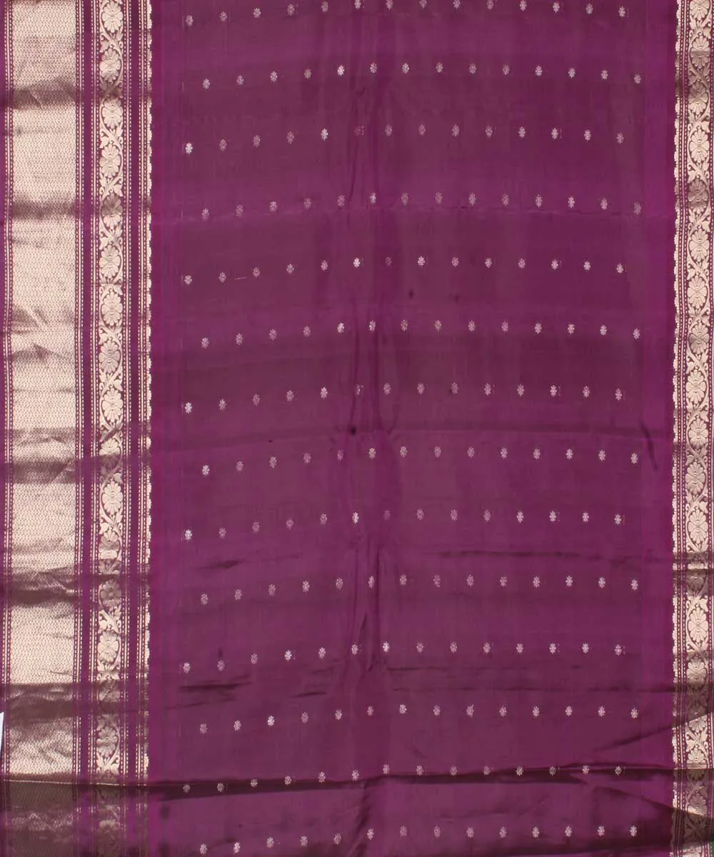 Green purple handwoven gadwal silk saree