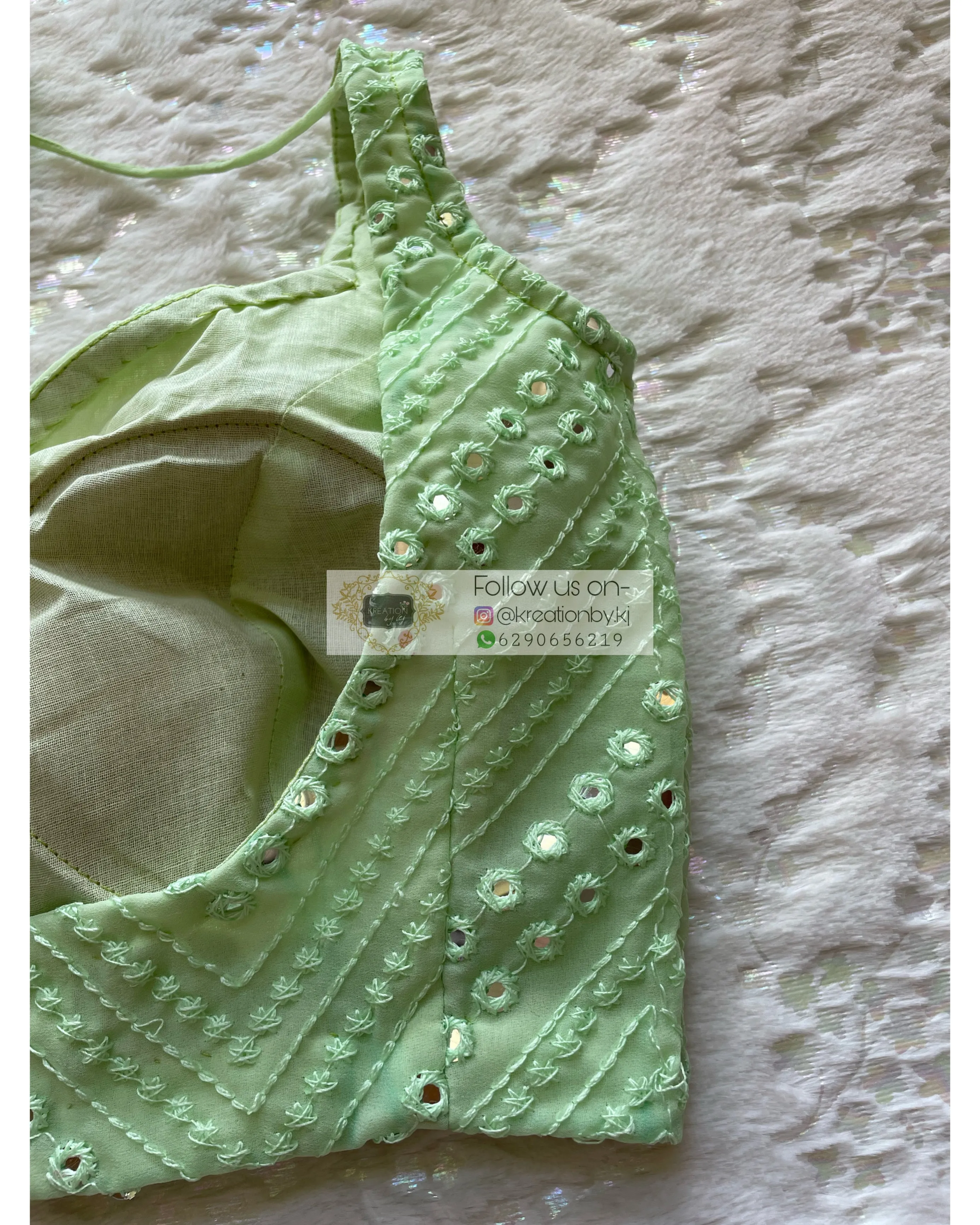 Green Sheesh Sleeveless Blouse