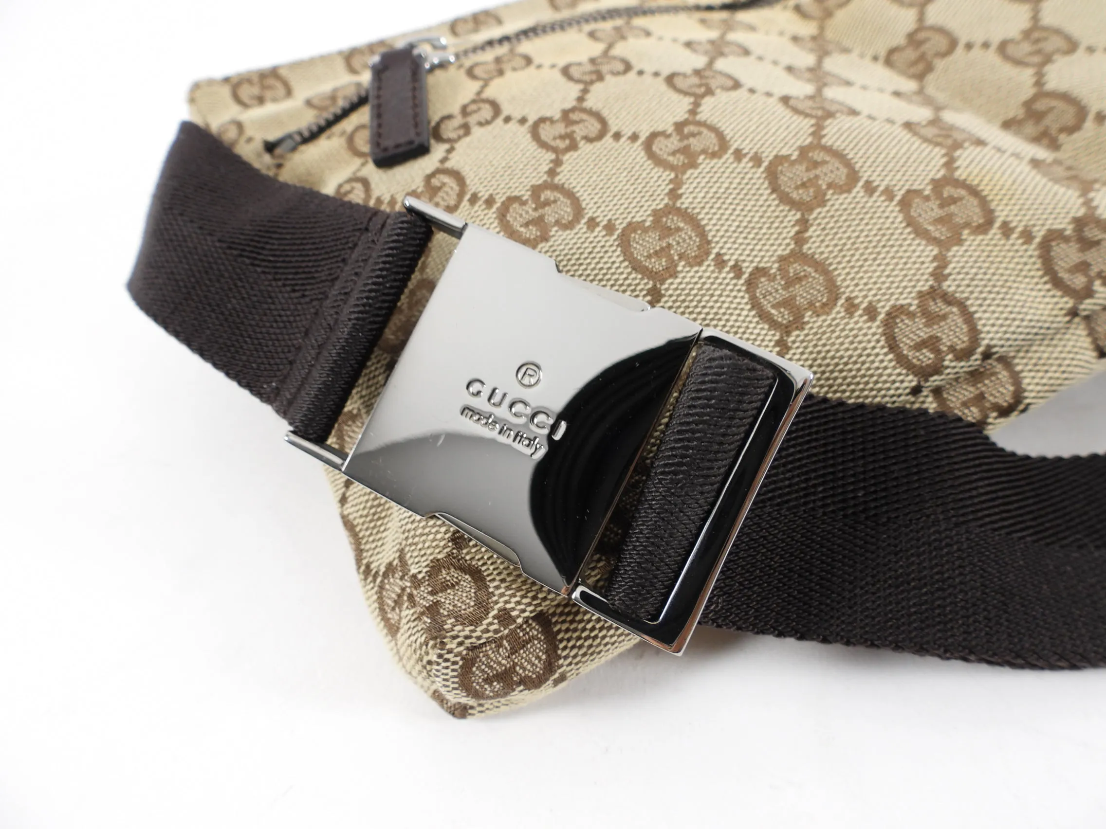 Gucci Brown Monogram Canvas and Leather Belt Bag