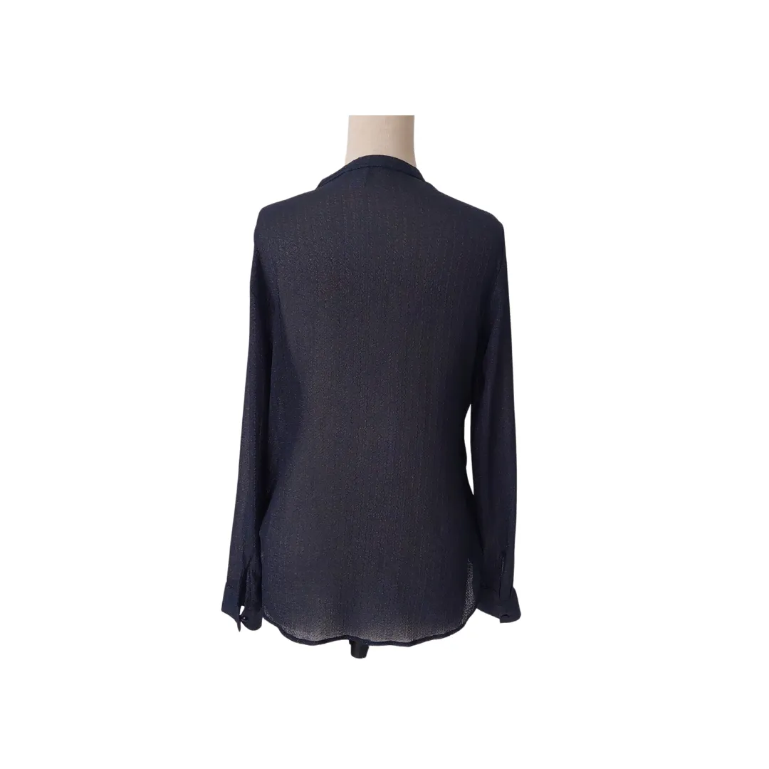 H&M Navy Metallic Cross-over Blouse | Like new |