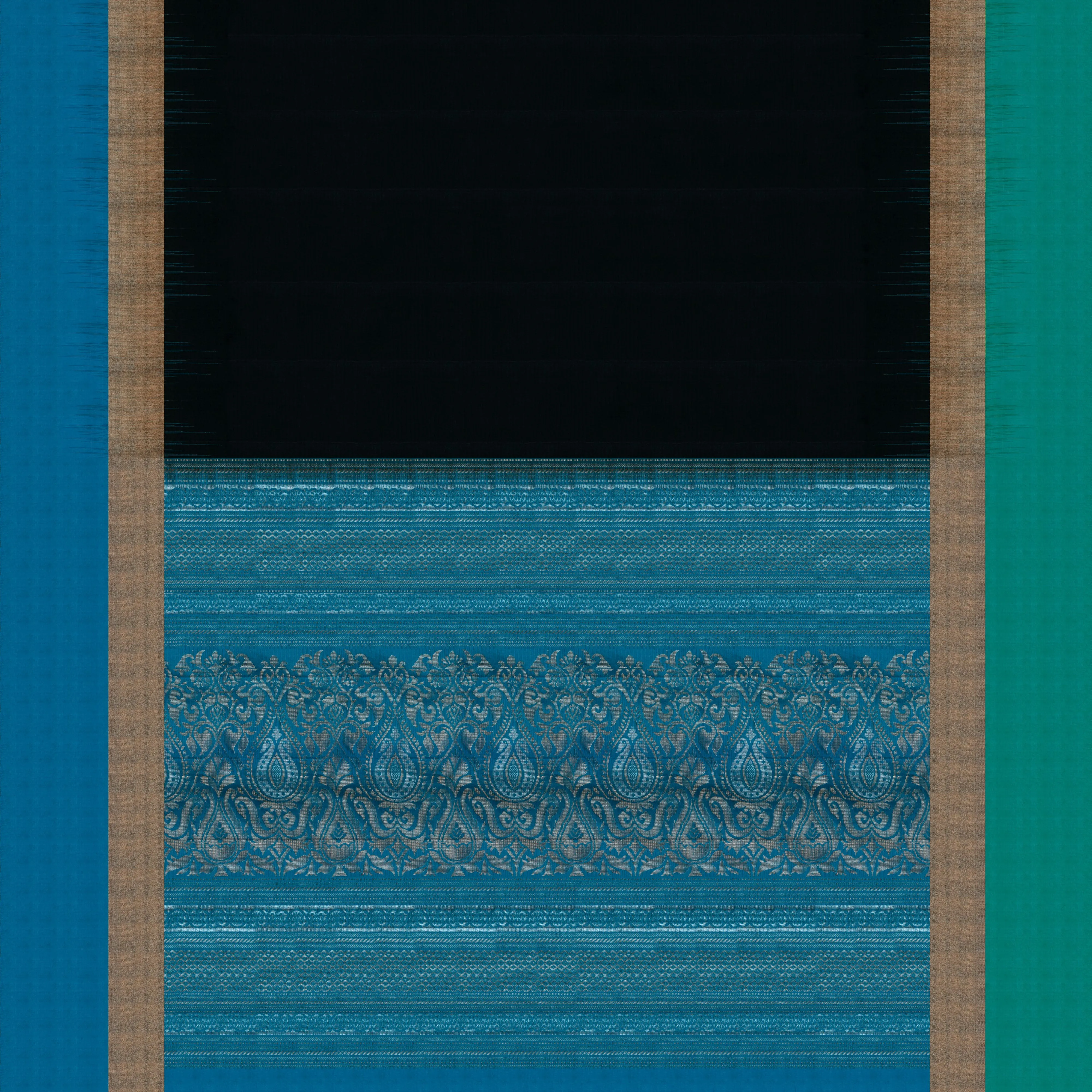 Handwoven Black with Blue Soft Silk Saree - 2063T010235DSC