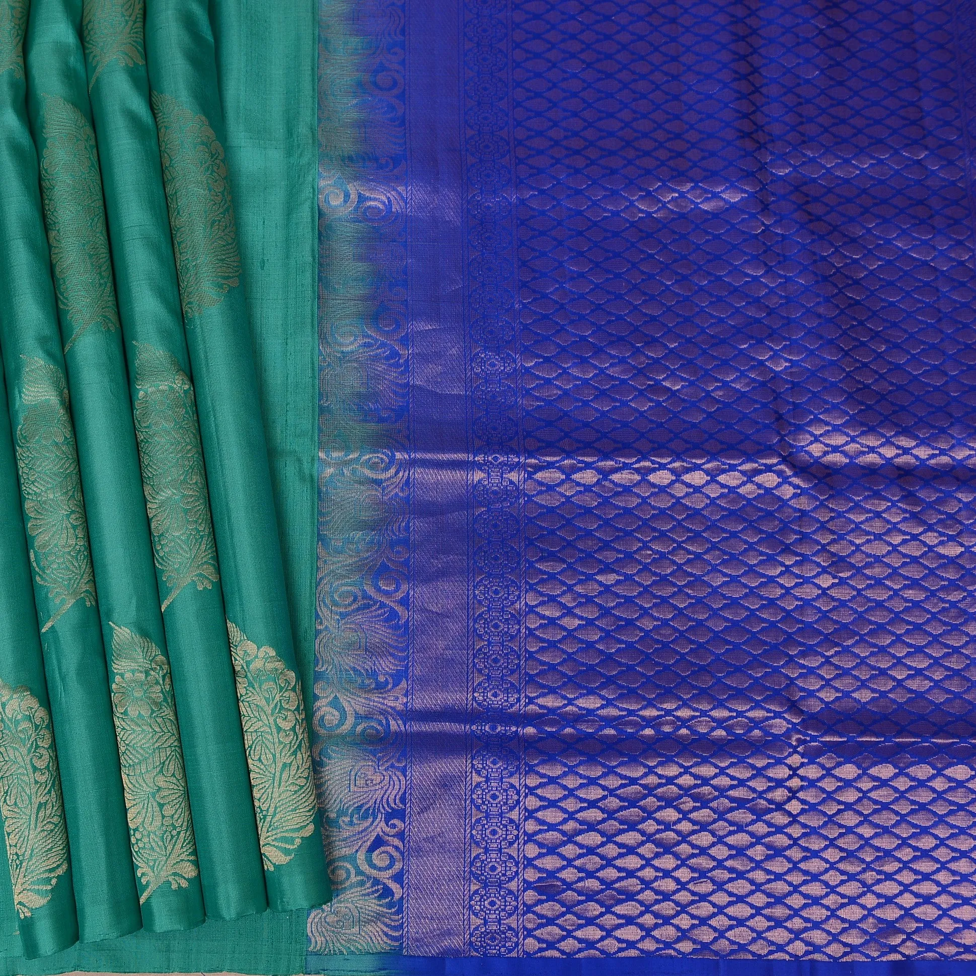 Handwoven Blue Soft Silk Saree - 446N010740DSJ