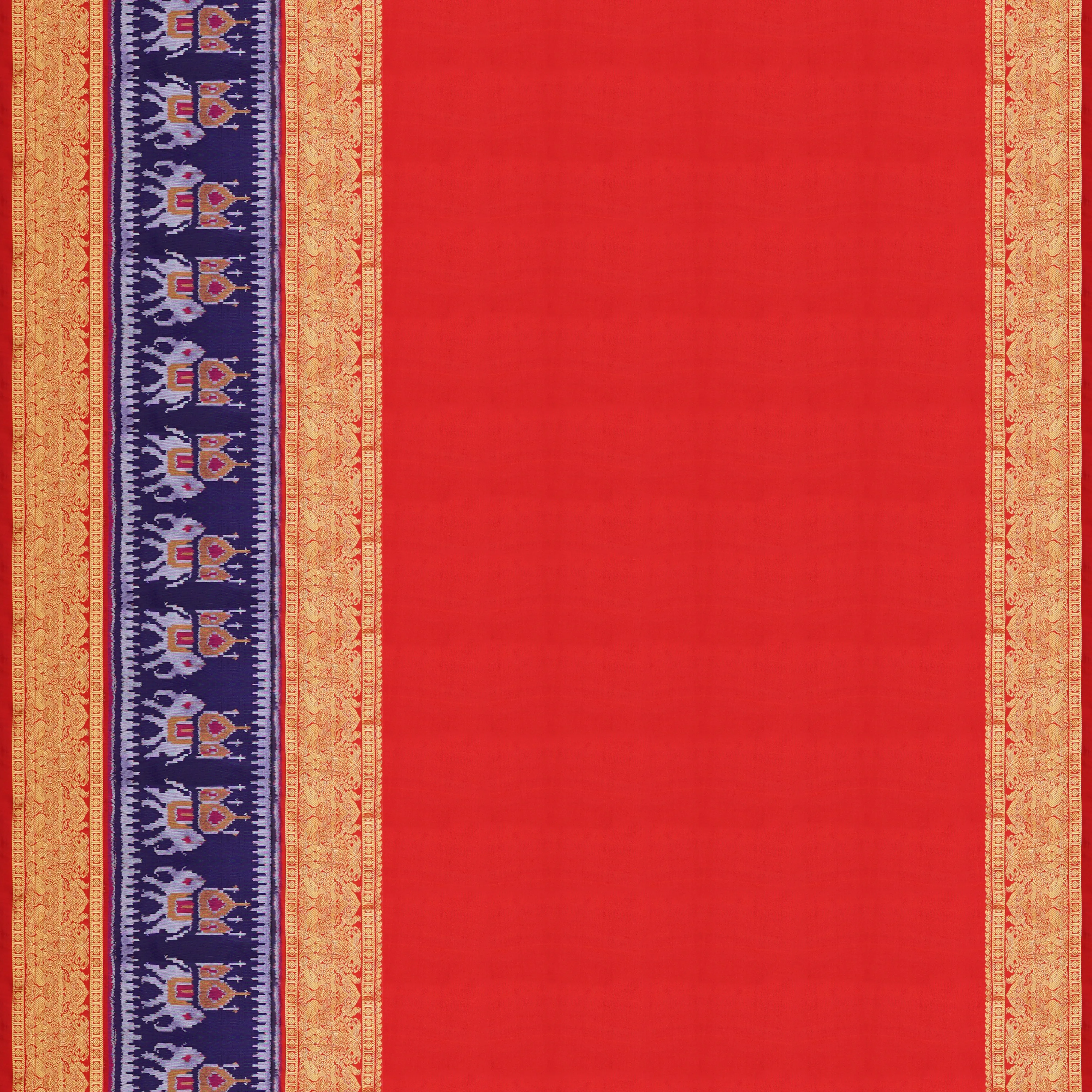 Handwoven Lavender with Red Kanjivaram Silk Saree - 1673T007496DSC