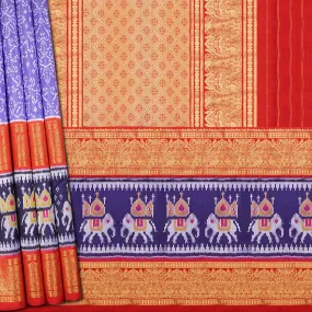 Handwoven Lavender with Red Kanjivaram Silk Saree - 1673T007496DSC