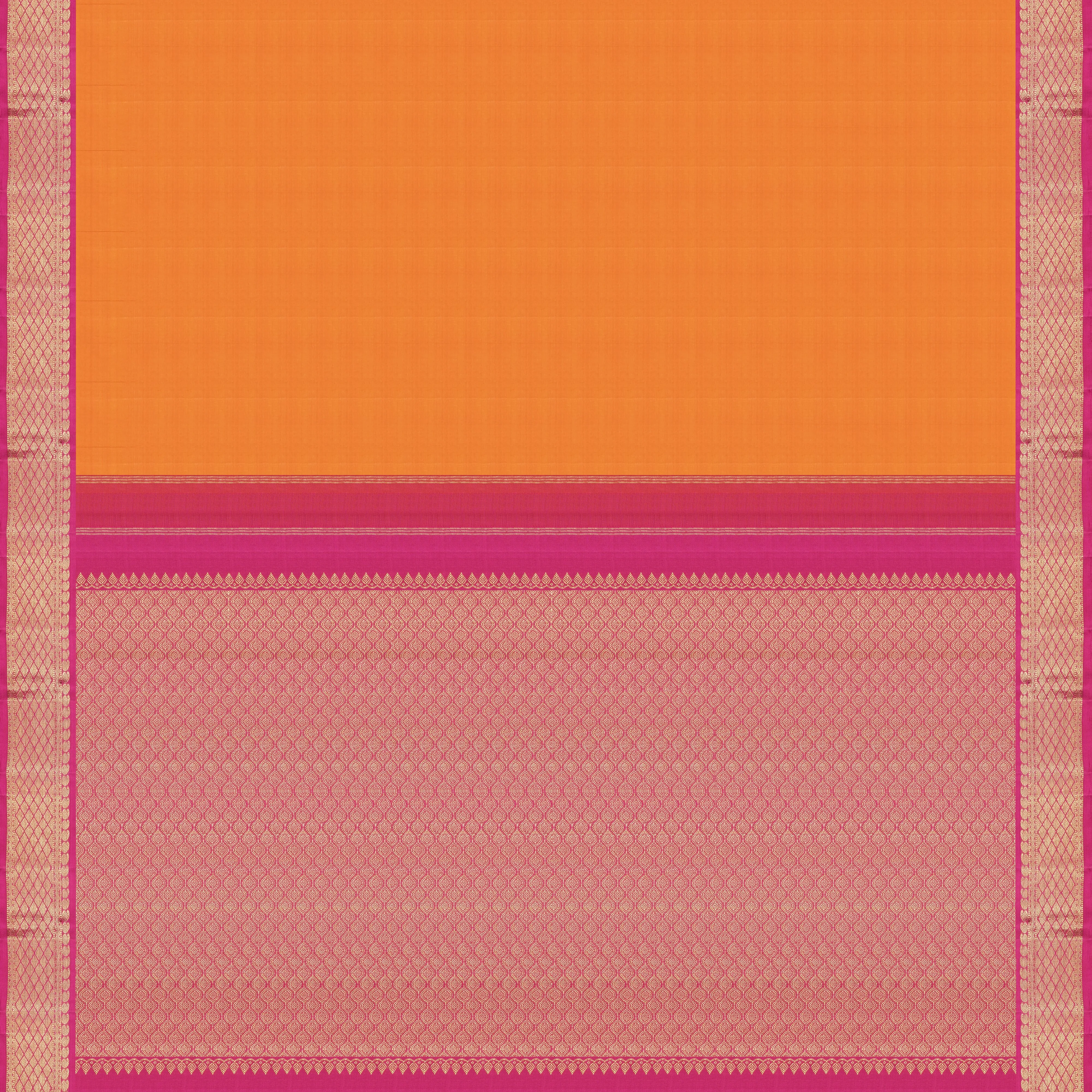 Handwoven Orange with Pink Kanjivaram Silk Saree - 2142T010585DSC