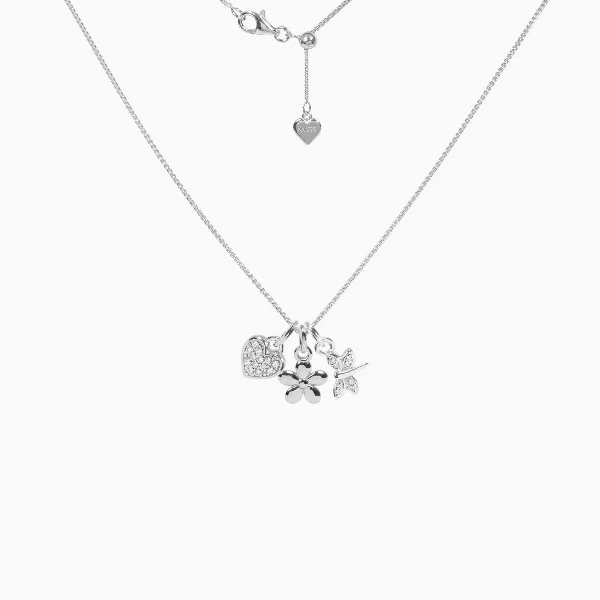 Heart, Flower & Dragonfly Charm Set