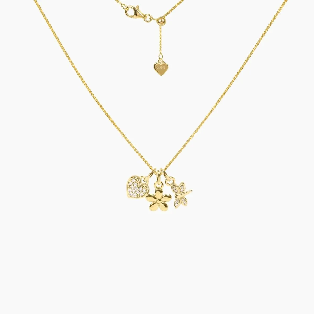 Heart, Flower & Dragonfly Charm Set