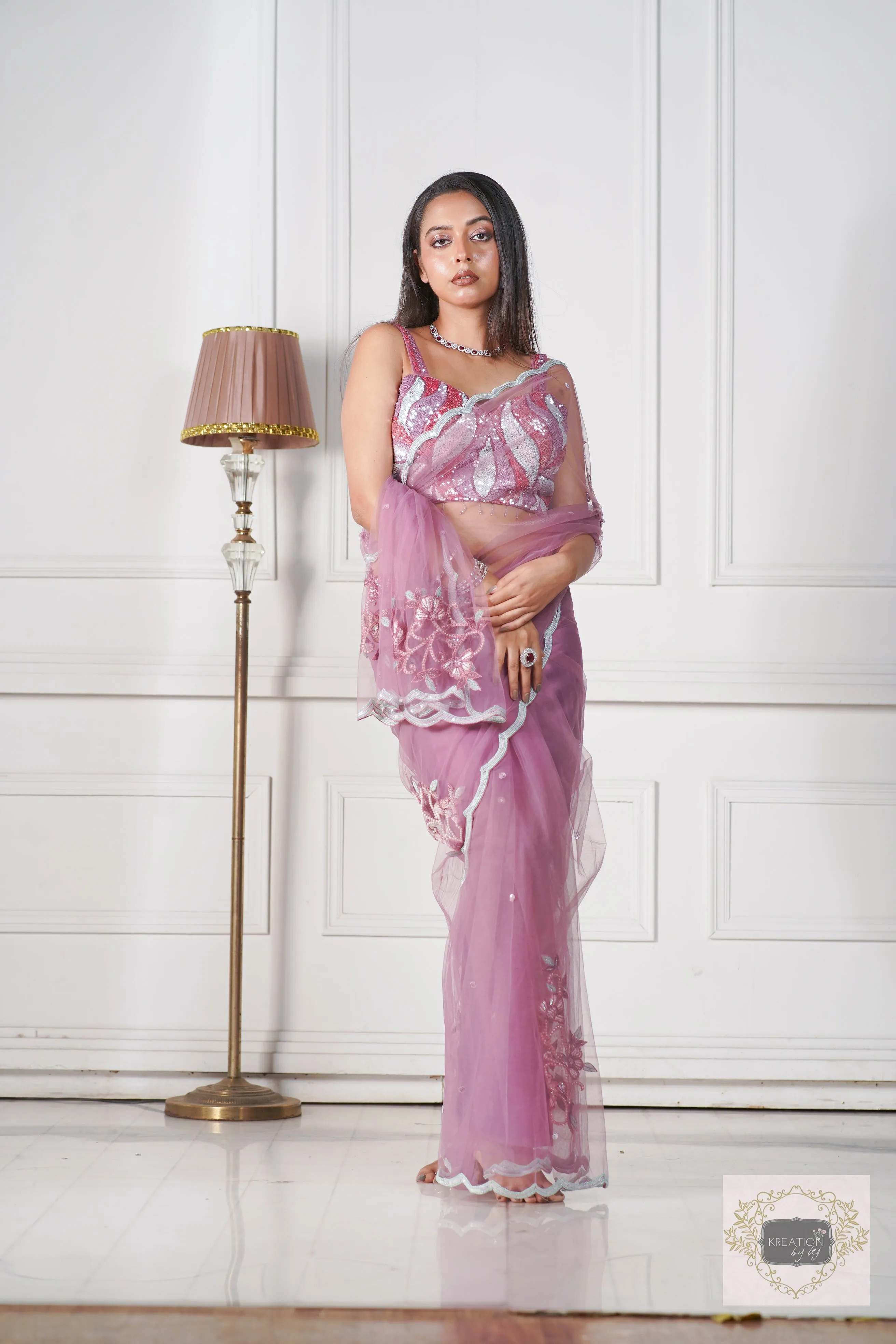 Heather Florescence Net Saree