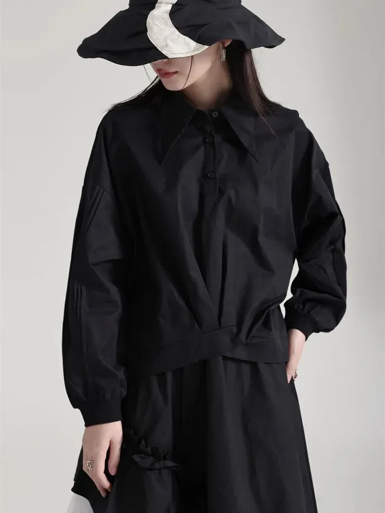 Hota Gathered Blouse - Black