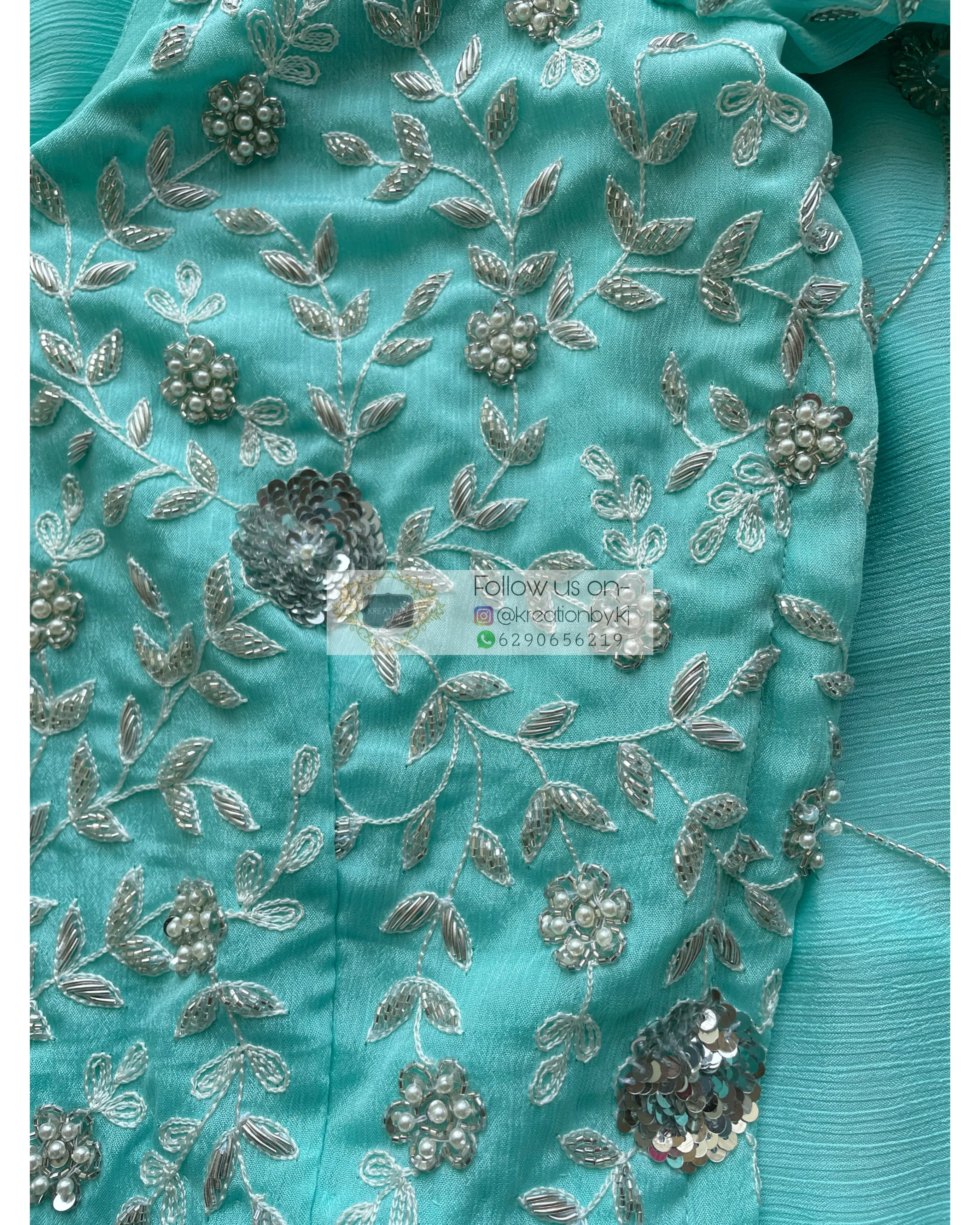 Kashish Turquoise Chinnon Saree