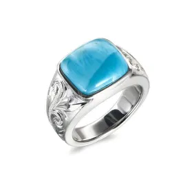 Larimar Infinite Ocean Ring with Engravings