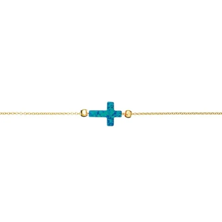 Light Blue Opal Cross bracelet