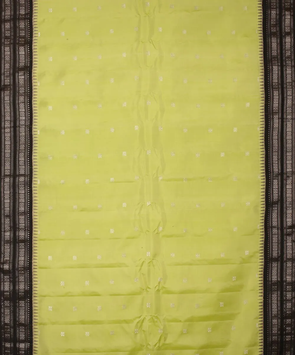 Light green black handwoven gadwal silk saree