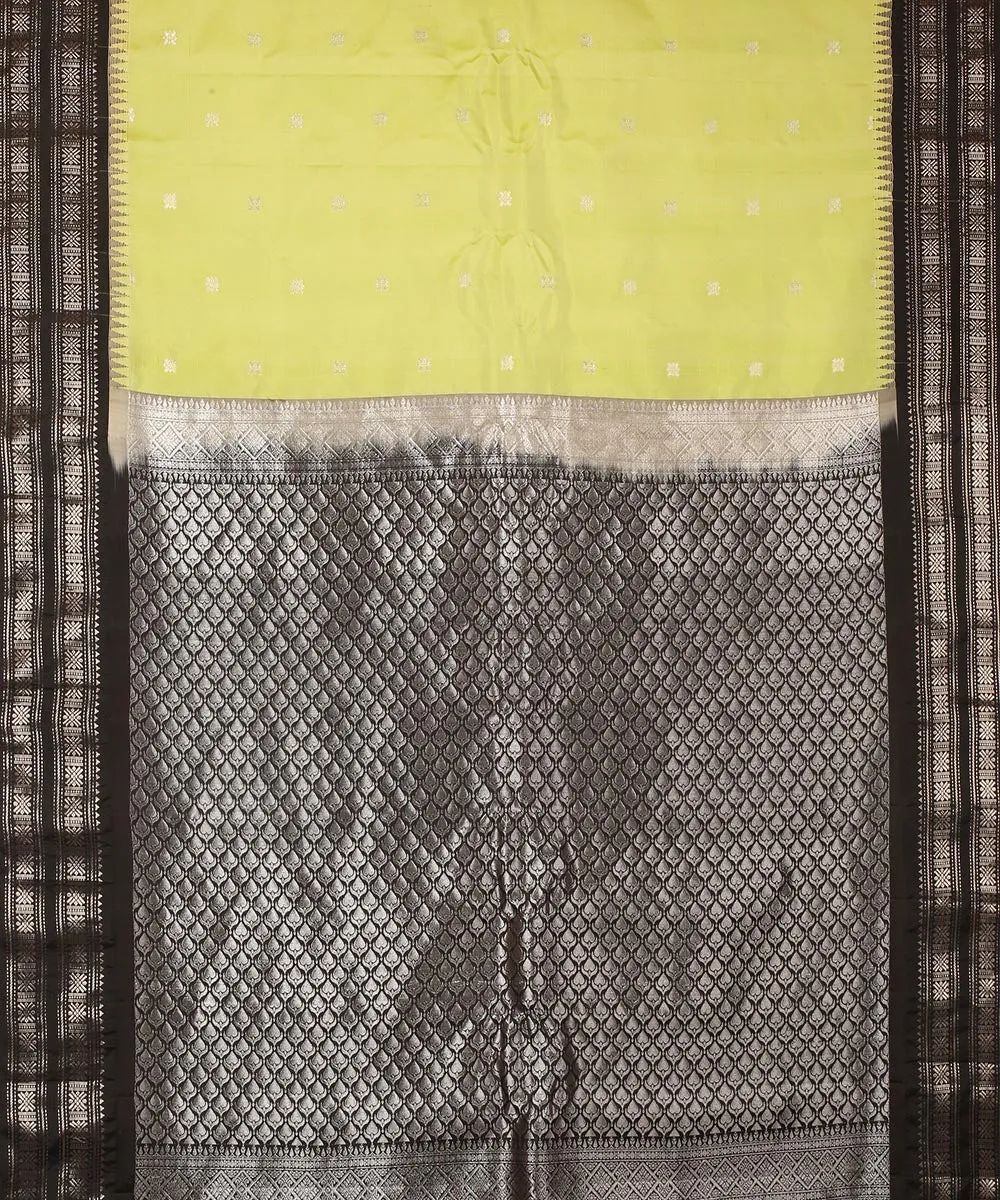 Light green black handwoven gadwal silk saree