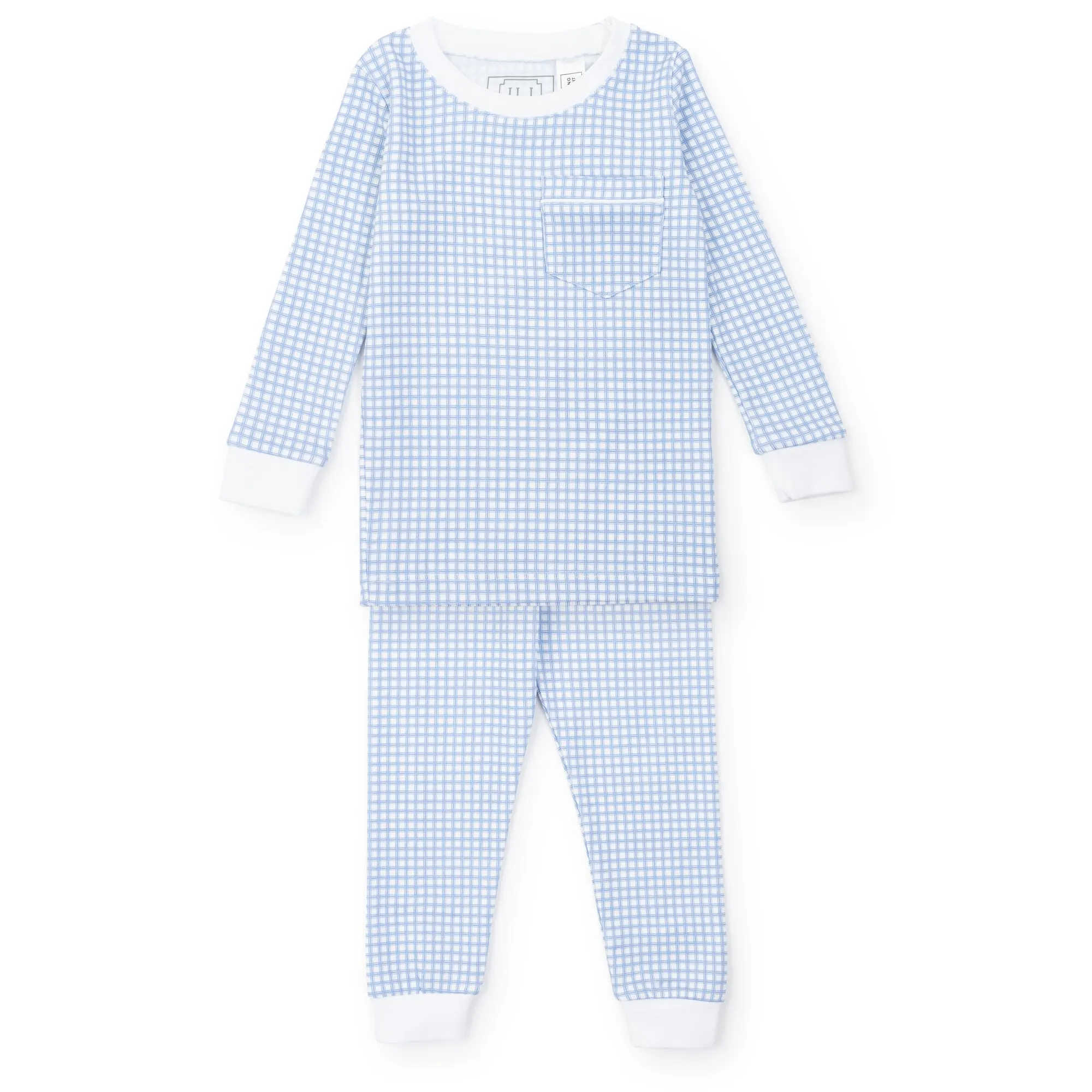 Lila and Hayes - Bradford Pajama Set - Light Blue Box Plaid