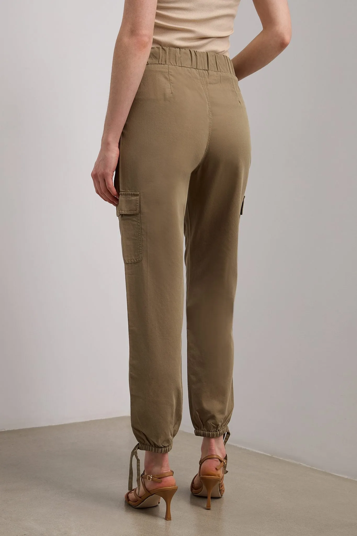 Linen blend casual cargo pant