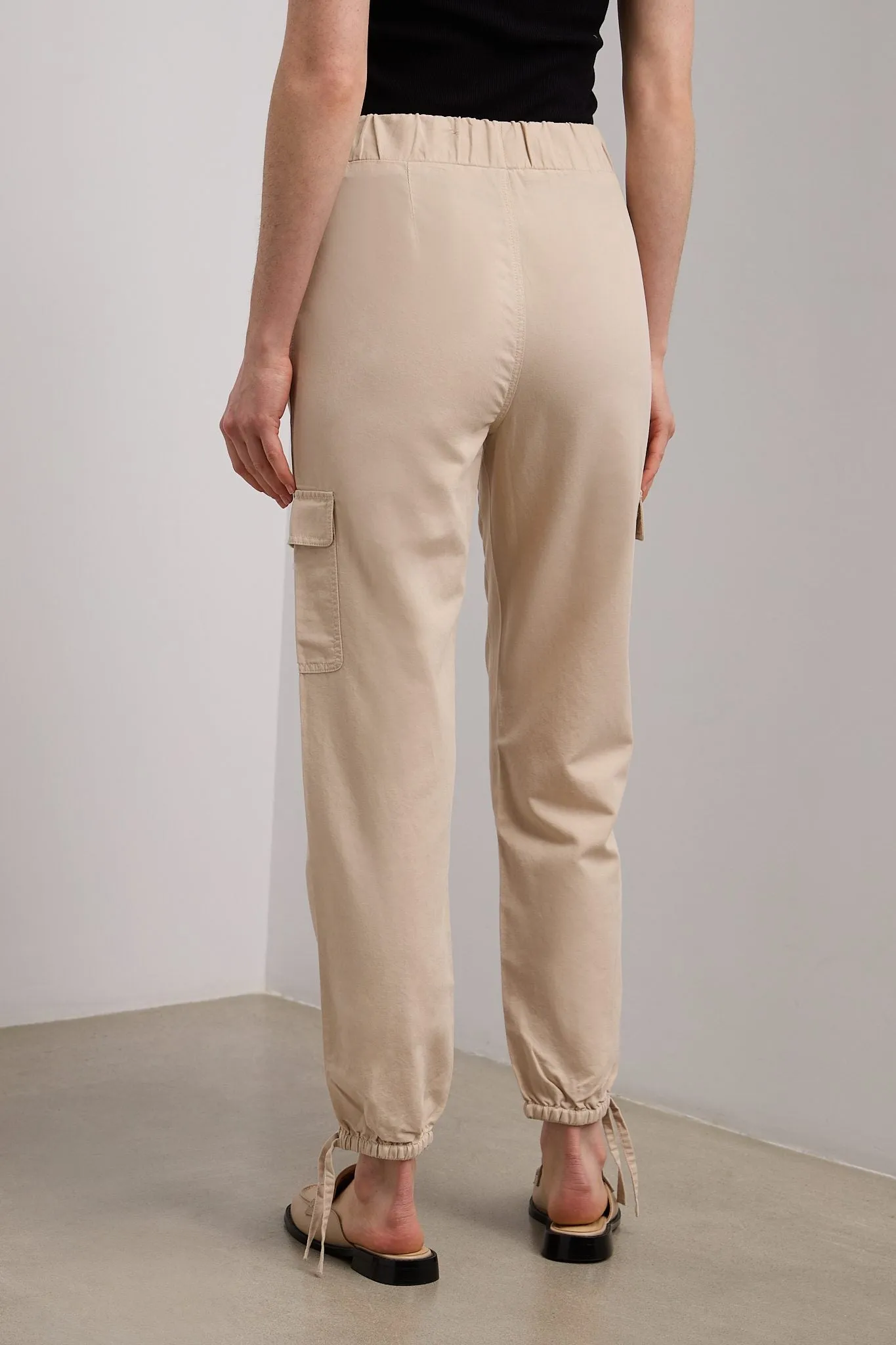 Linen blend casual cargo pant