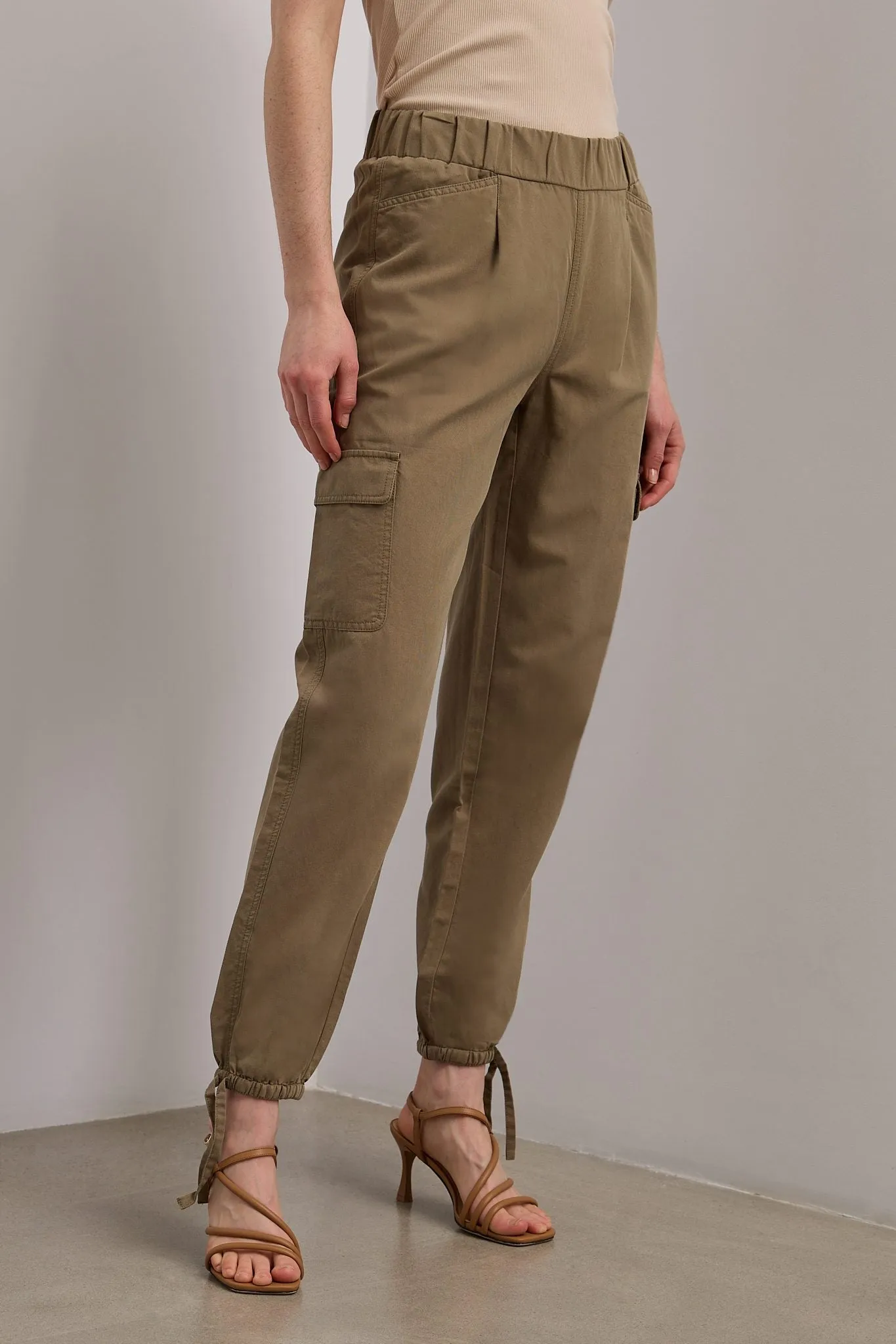 Linen blend casual cargo pant