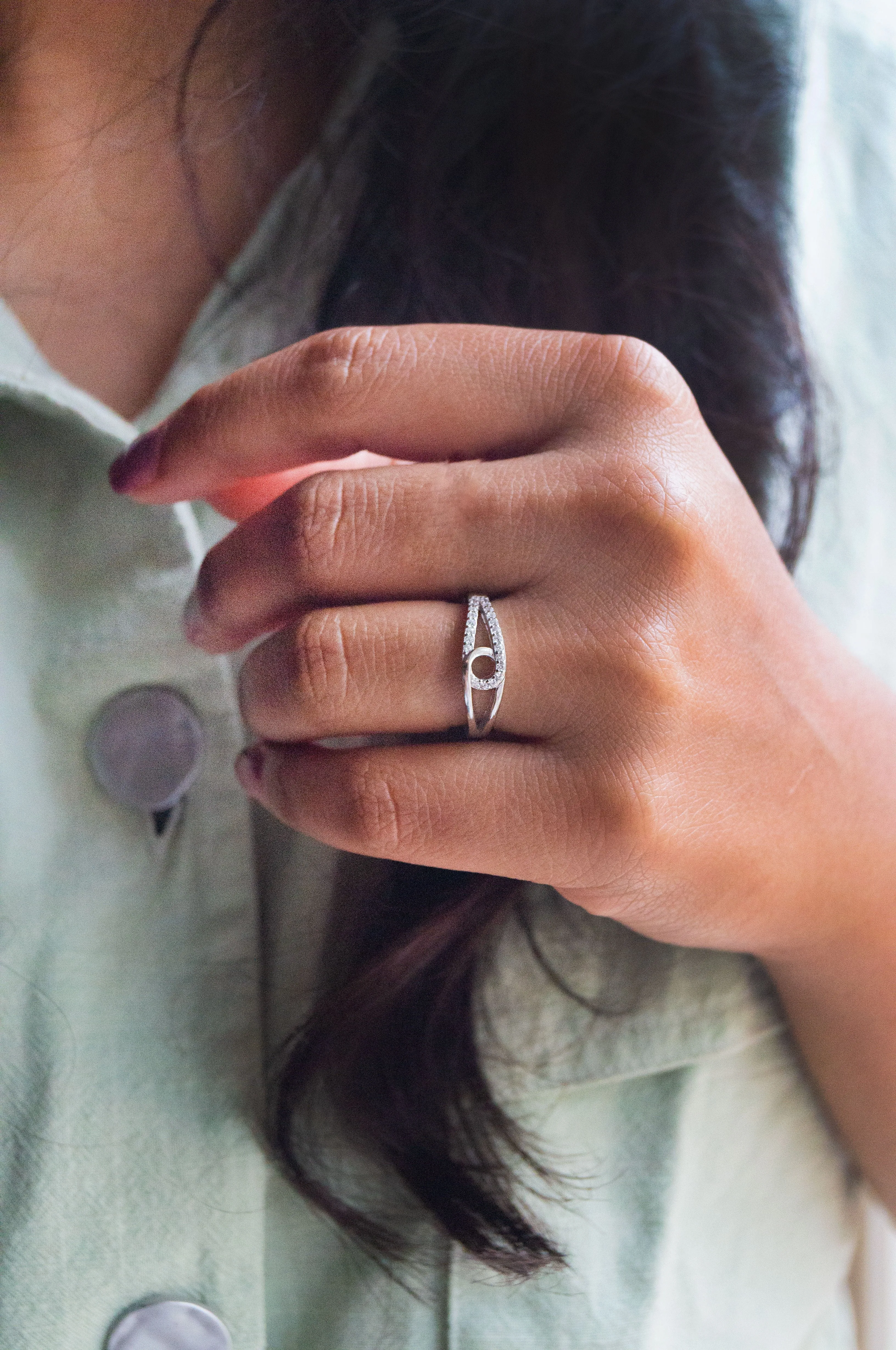 Linked With A Loop Rose Gold Plated Sterling Silver Ring