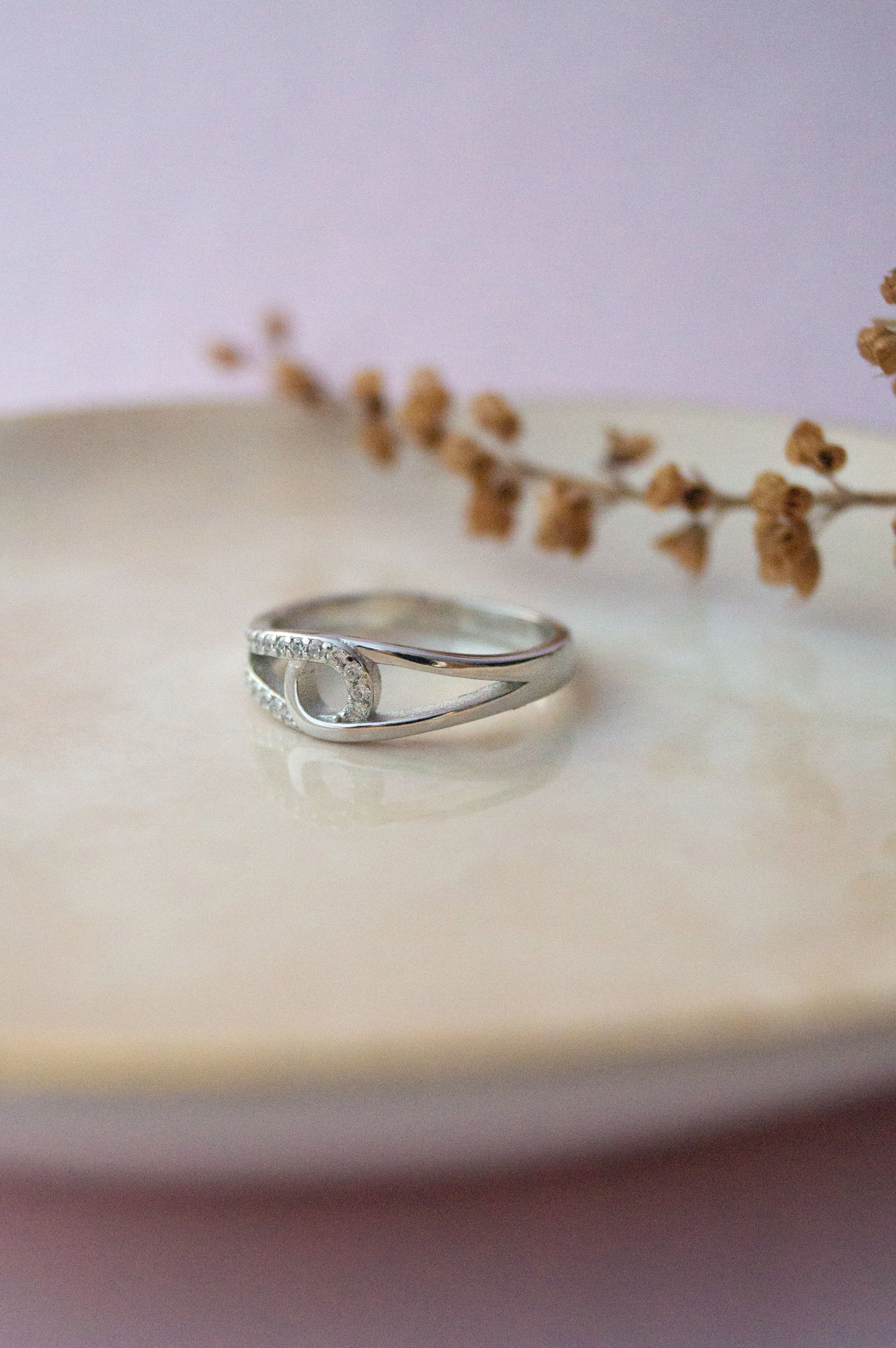 Linked With A Loop Rose Gold Plated Sterling Silver Ring