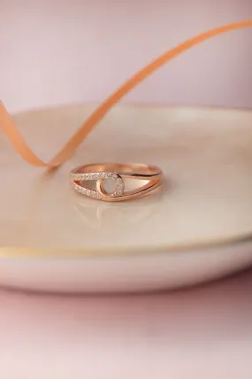 Linked With A Loop Rose Gold Plated Sterling Silver Ring