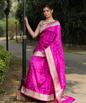 Magenta handwoven banarasi silk saree