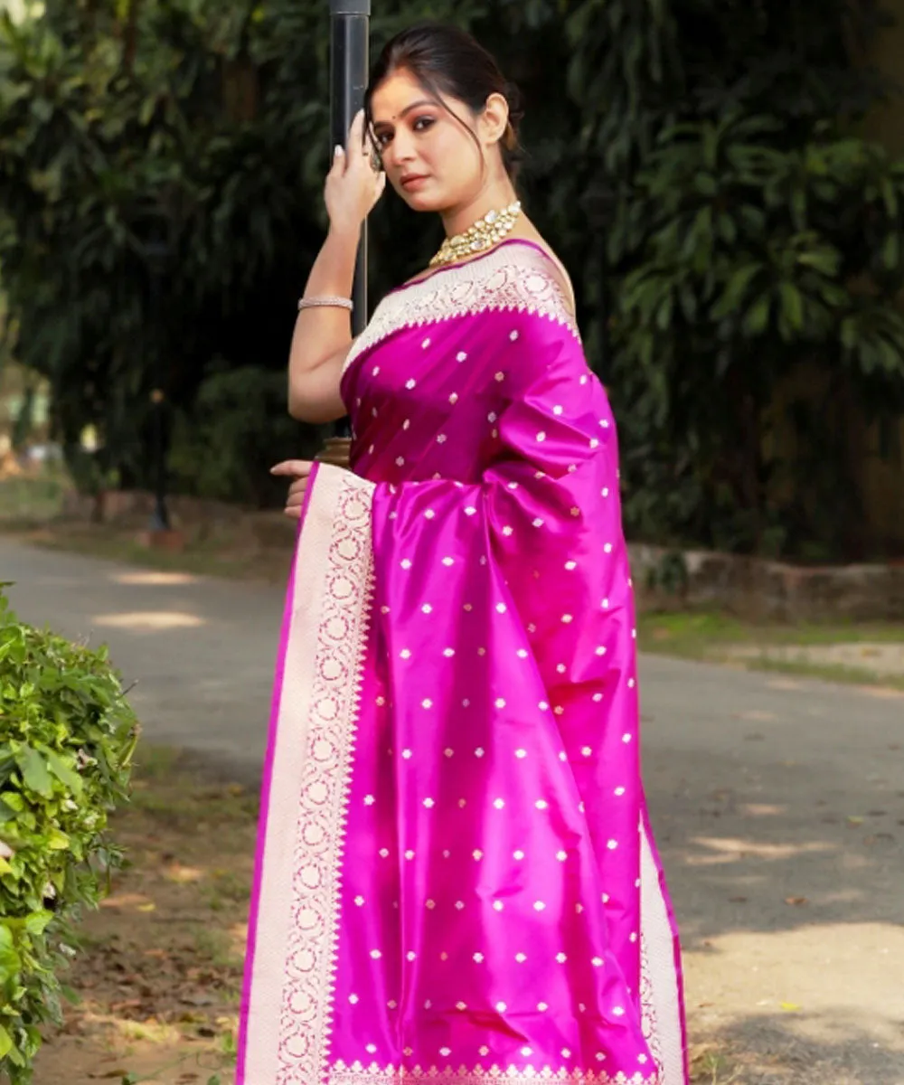 Magenta handwoven banarasi silk saree