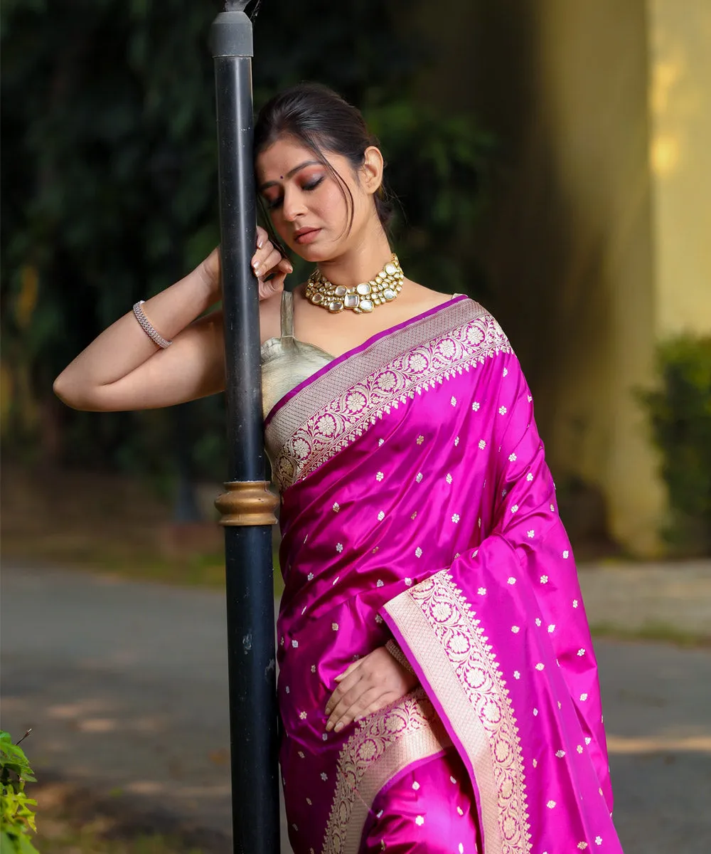 Magenta handwoven banarasi silk saree