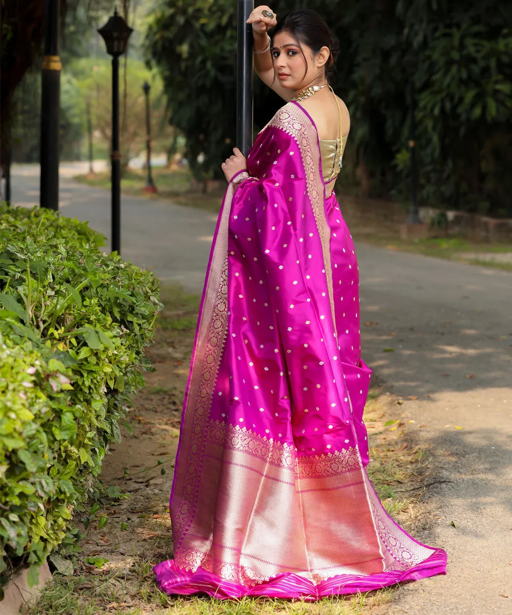 Magenta handwoven banarasi silk saree