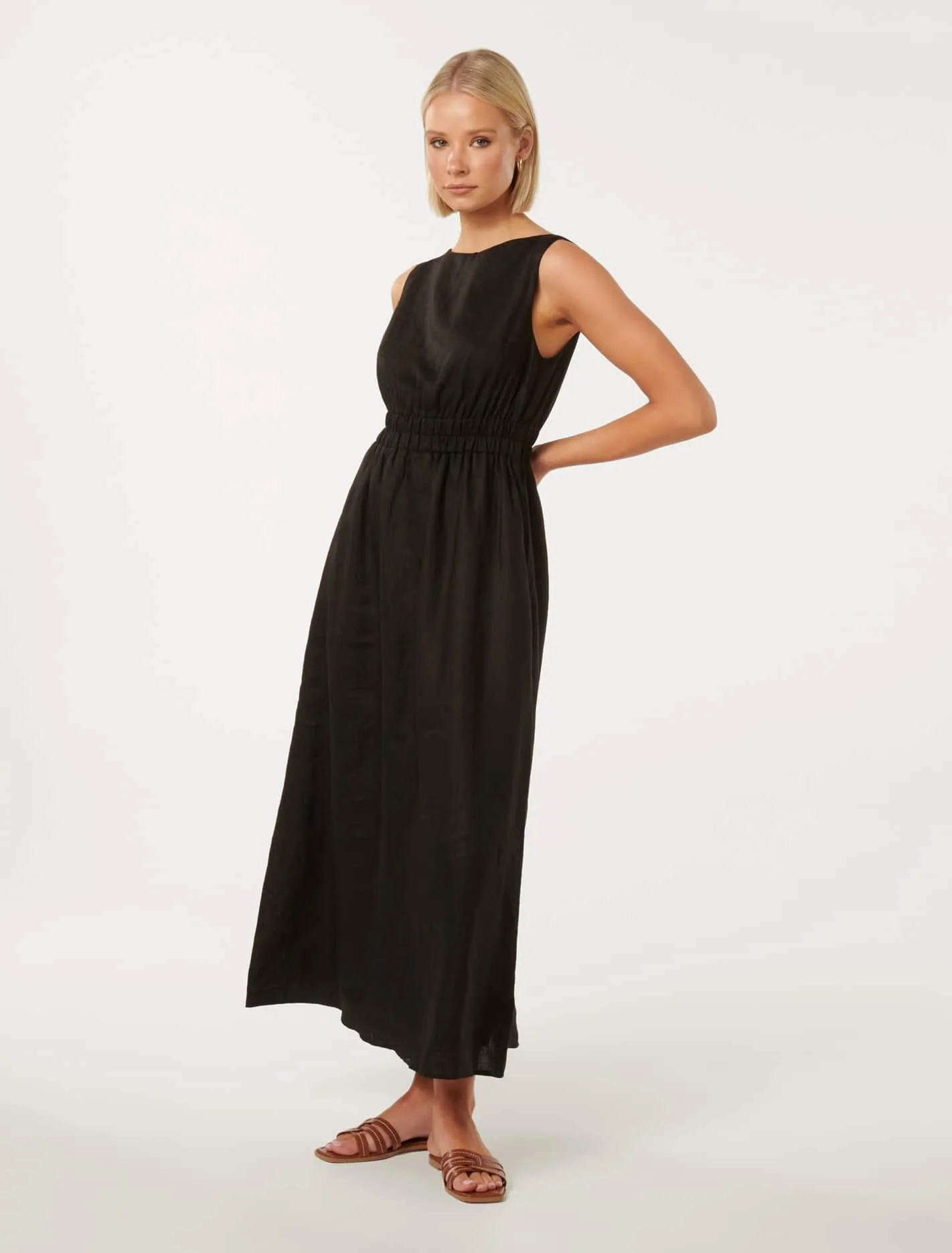 Margot Shirred Waist Midi Dress