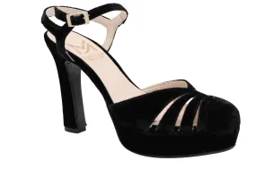 MARIAN Black Velvet Toe In Platform Sandal 33804