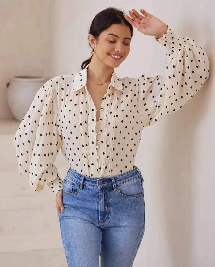 Maya Bohemian Blouse - Polka Dot