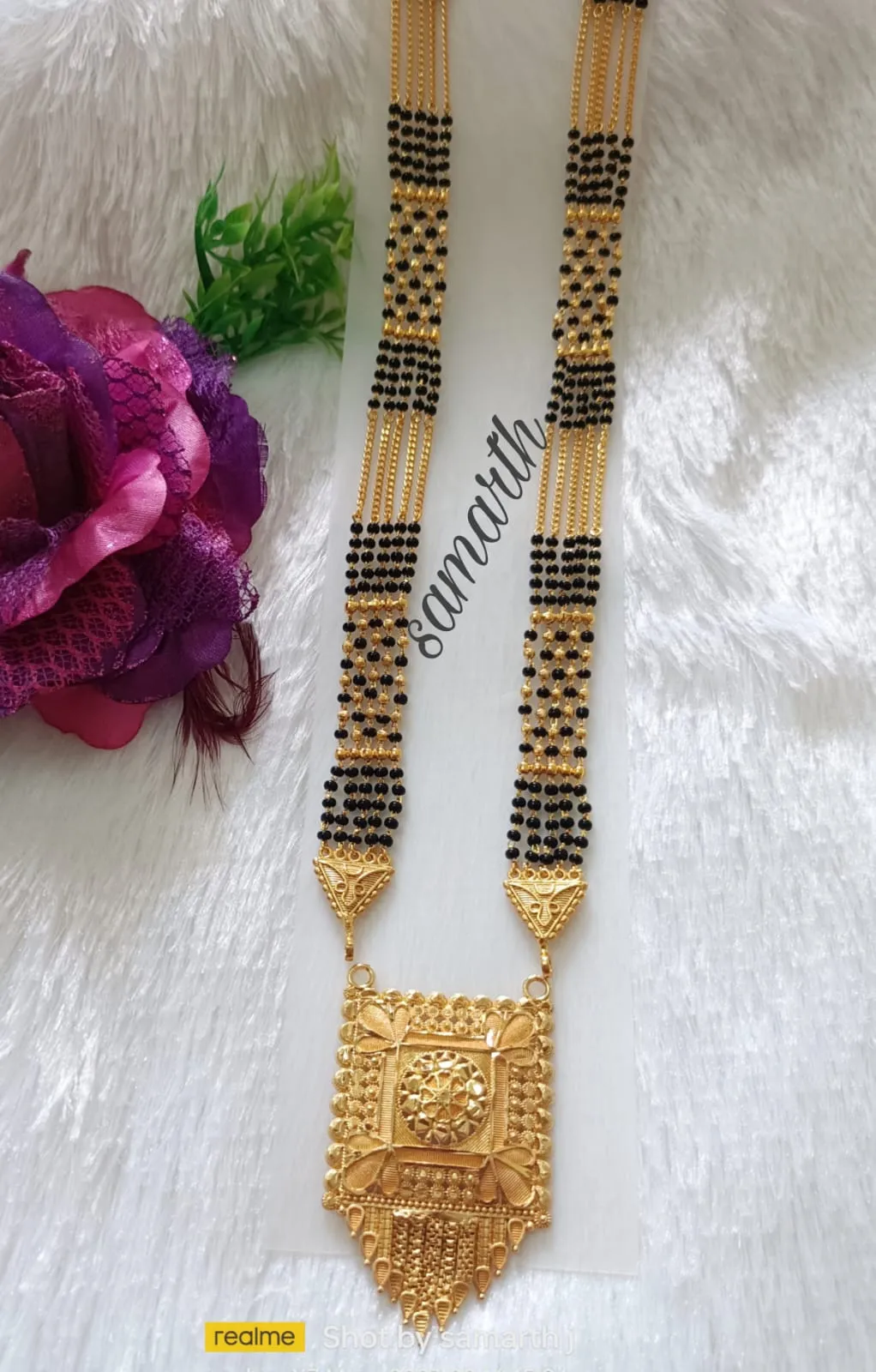 Micro plated premium quality*5 line *mangalsutra 36 inch -SAMAR001MSA